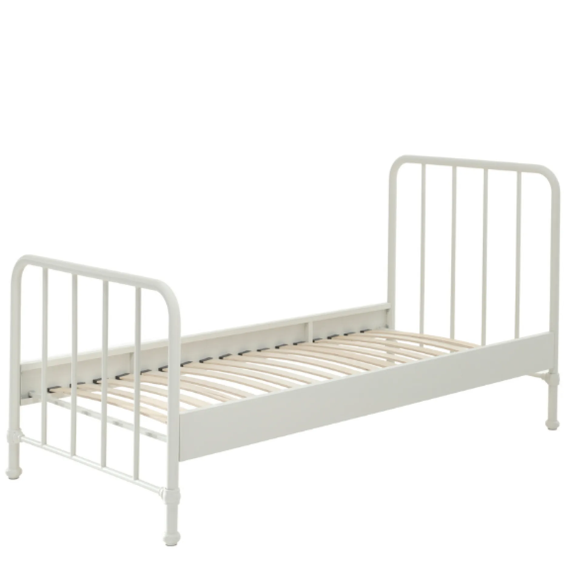 Bett Bronxx Metall 90x200 (inkl. Lattenrost) mit Nachttisch - mattweiß