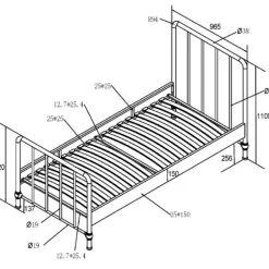 Bett Bronxx Metall 90x200 (inkl. Lattenrost) mit Nachttisch - mattweiß