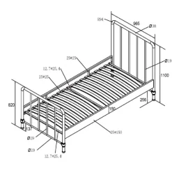 Bett Bronxx Metall 90x200 (inkl. Lattenrost) mit Nachttisch - matt olivgrün