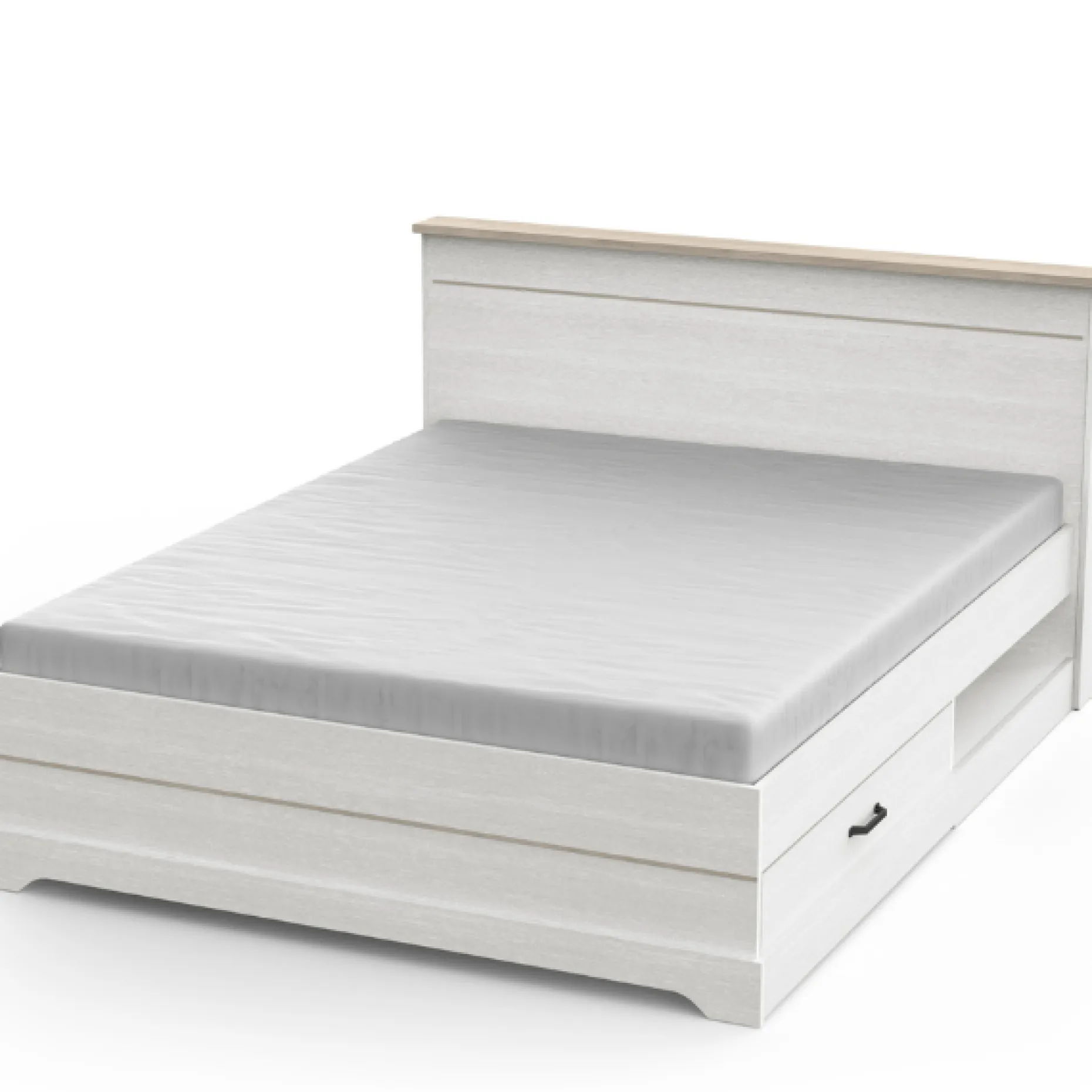 Bett Charme 160x200 cm-Kronberg Eiche/weiß strukturiert