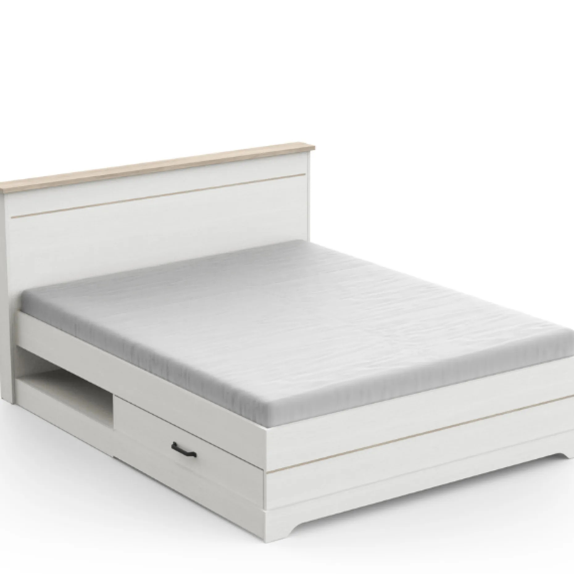 Bett Charme 160x200 cm-Kronberg Eiche/weiß strukturiert