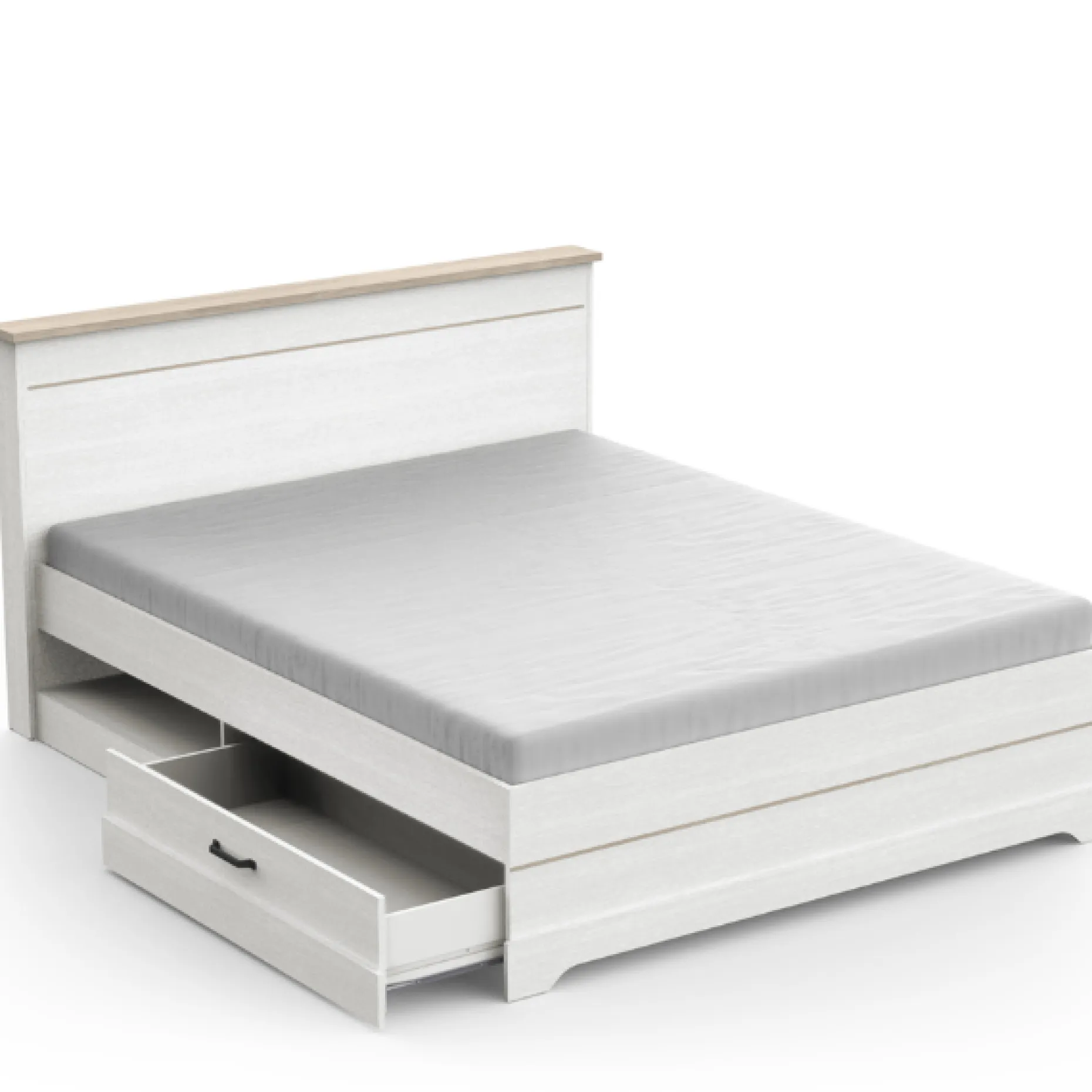 Bett Charme 160x200 cm-Kronberg Eiche/weiß strukturiert