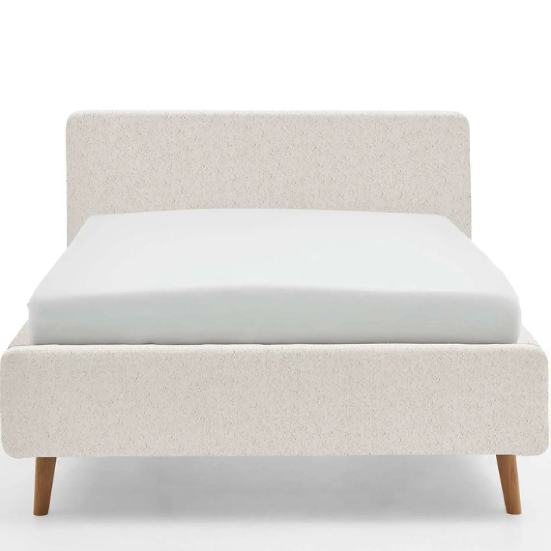 Bett Dalila 140x200cm teddy stoff mit aufbewahrung - weiß