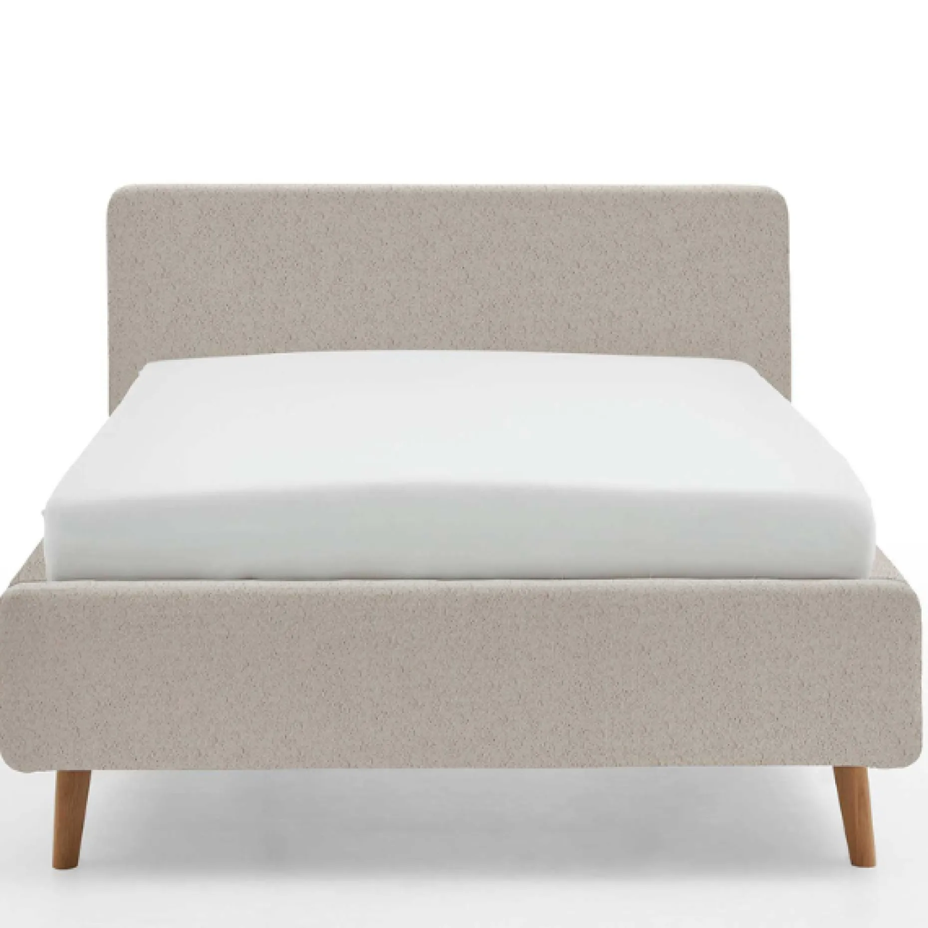 Bett Dalila 140x200cm teddy stoff mit aufbewahrung - beige