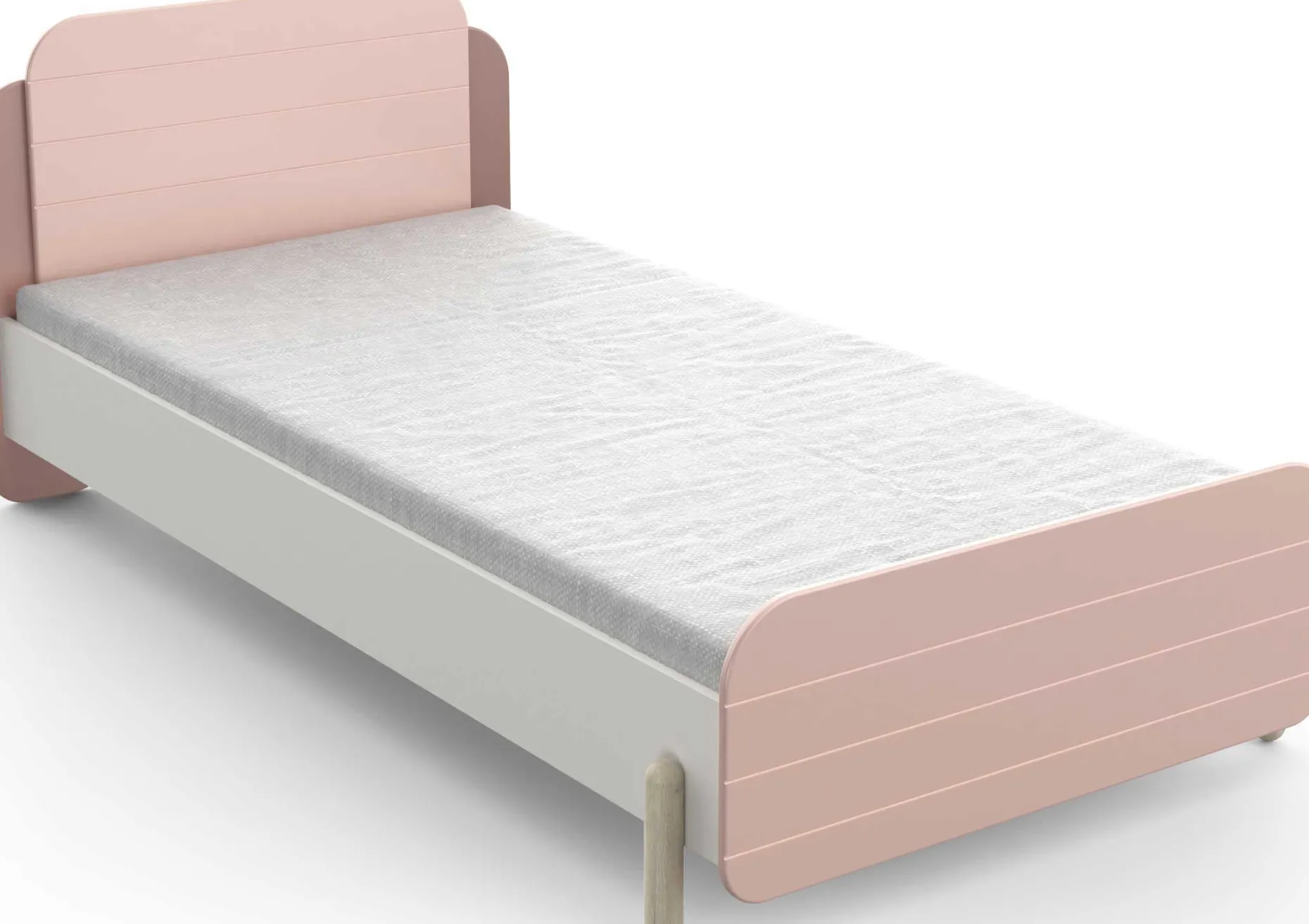 Bett Janne 90 x 200 cm-mattrosa/mattweiß