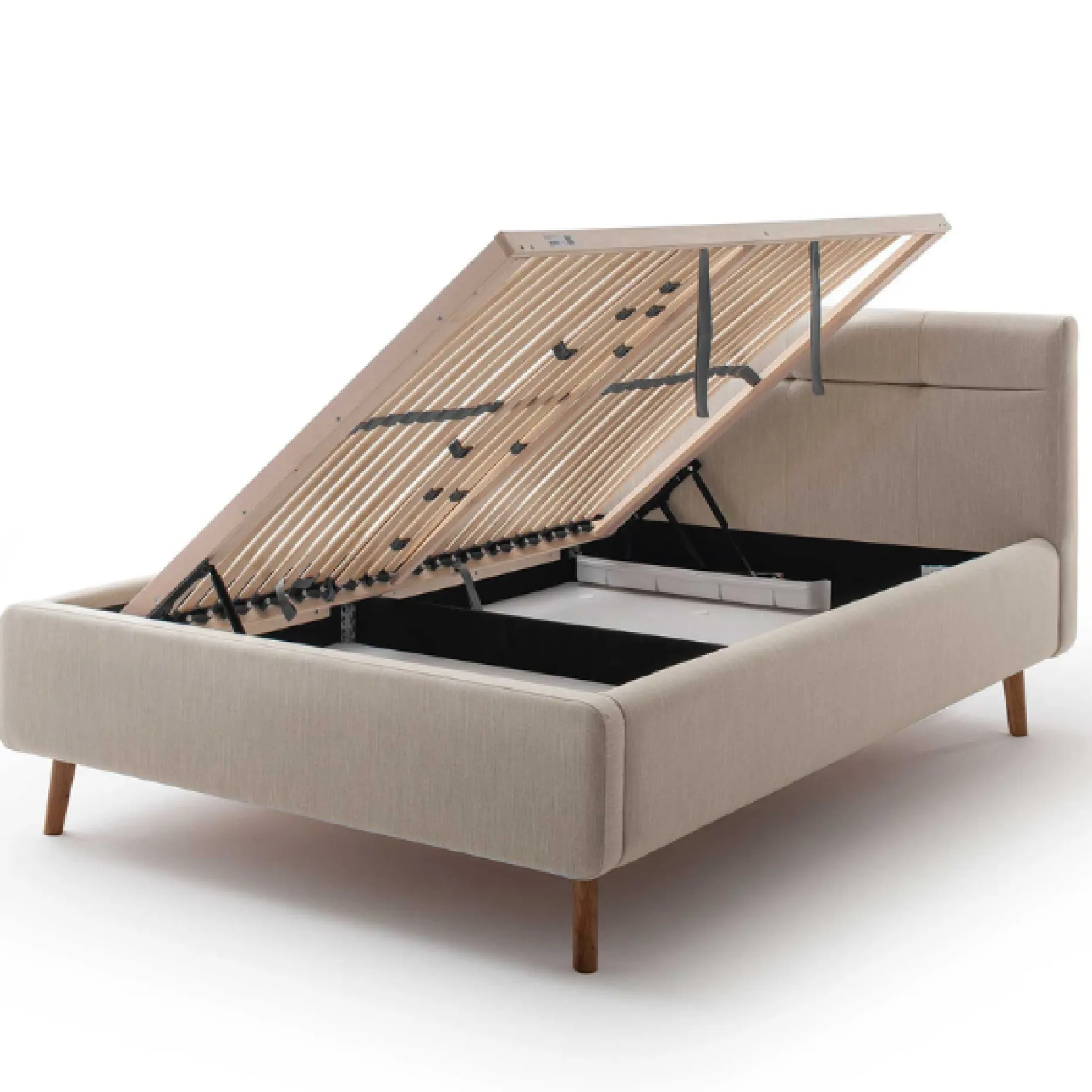 Bett Laika 140x200cm mit Stauraum - beige