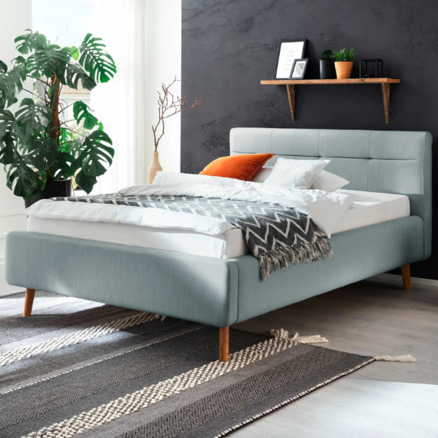 Bett Laika 140x200cm mit Stauraum - eisblau