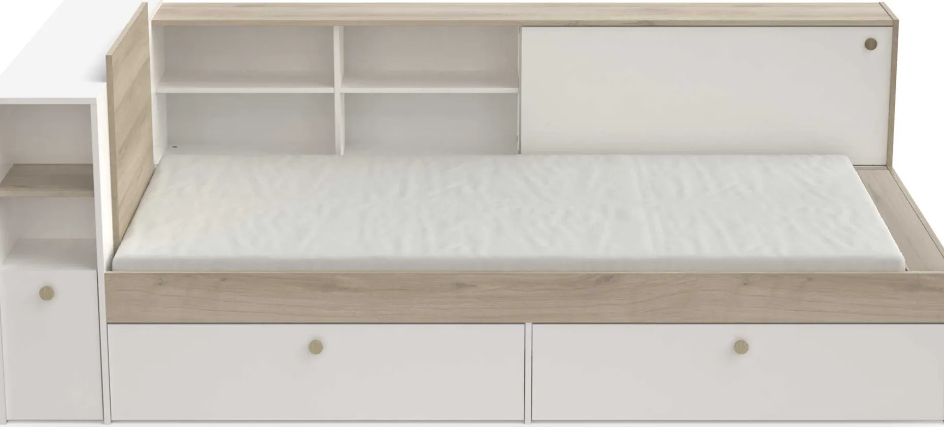 Bett Liva 90 x 190/200 cm-Kronberg Eiche/Mattweiß