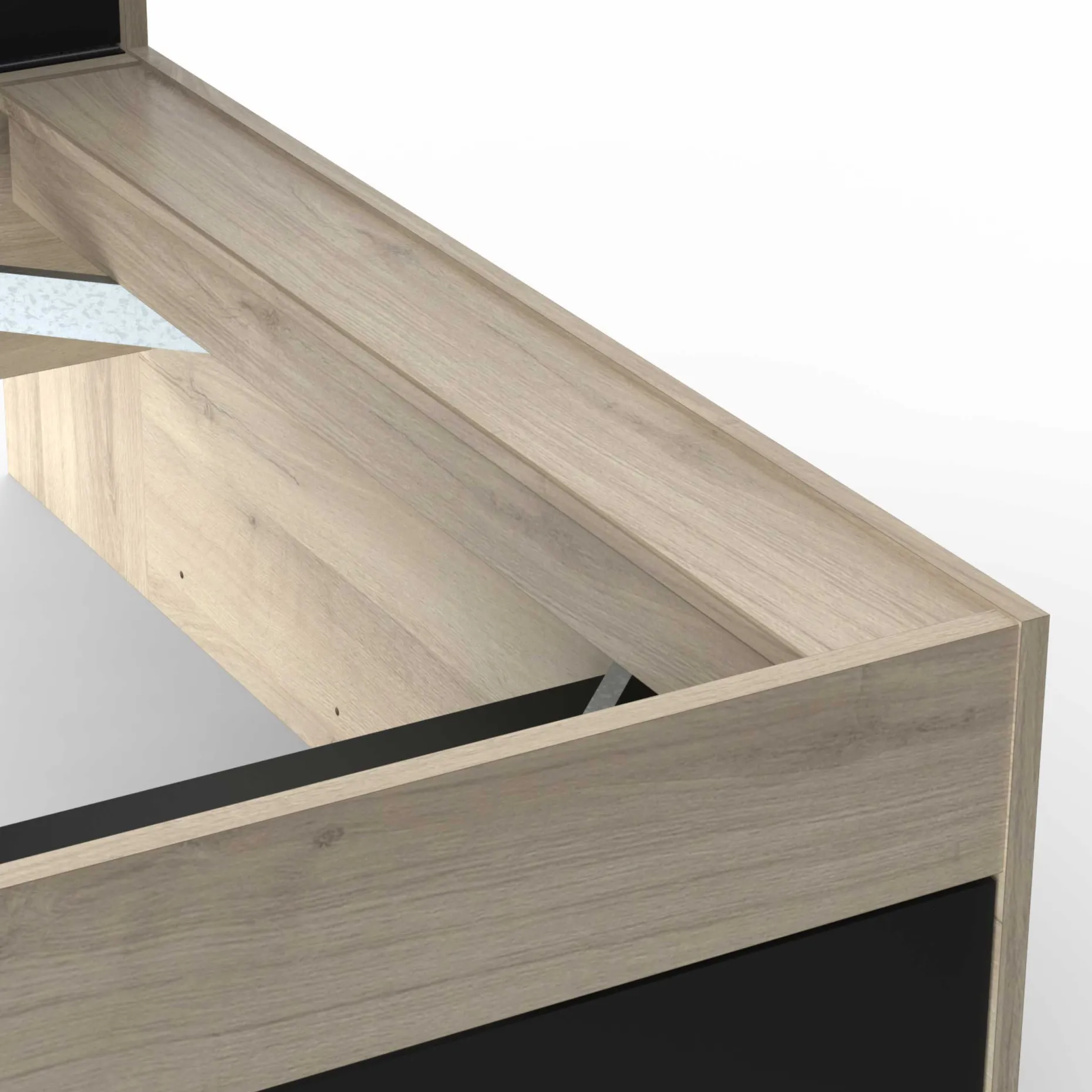 Bett Liva 90 x 190/200 cm-Kronberg Eiche/Mattschwarz