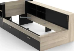 Bett Liva 90 x 190/200 cm-Kronberg Eiche/Mattschwarz