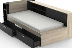 Bett Liva 90 x 190/200 cm-Kronberg Eiche/Mattschwarz