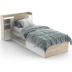 Bett Liva 90 x 190 cm-Kronberg Eiche/Mattweiß
