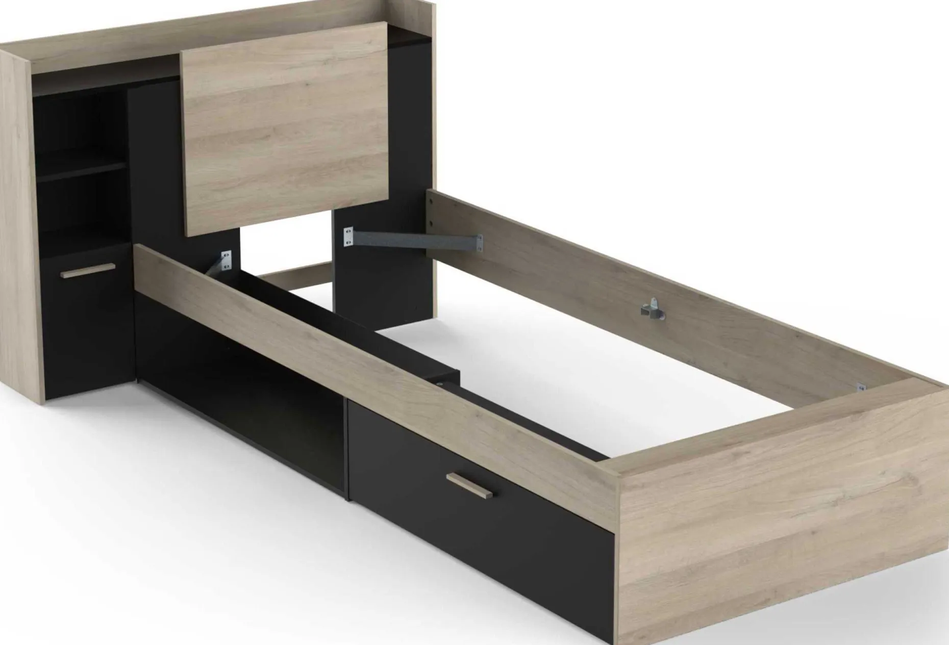 Bett Liva 90 x 190 cm-Kronberg Eiche/mattschwarz