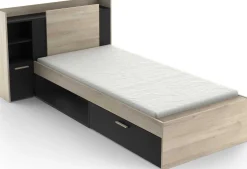 Bett Liva 90 x 190 cm-Kronberg Eiche/mattschwarz