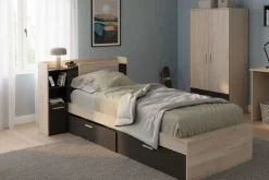 Bett Liva 90 x 190 cm-Kronberg Eiche/mattschwarz