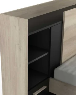 Bett Liva 90 x 190 cm-Kronberg Eiche/mattschwarz