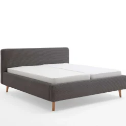 Bett Madras 160x200cm mit Lagerung Rippe Samt - grau