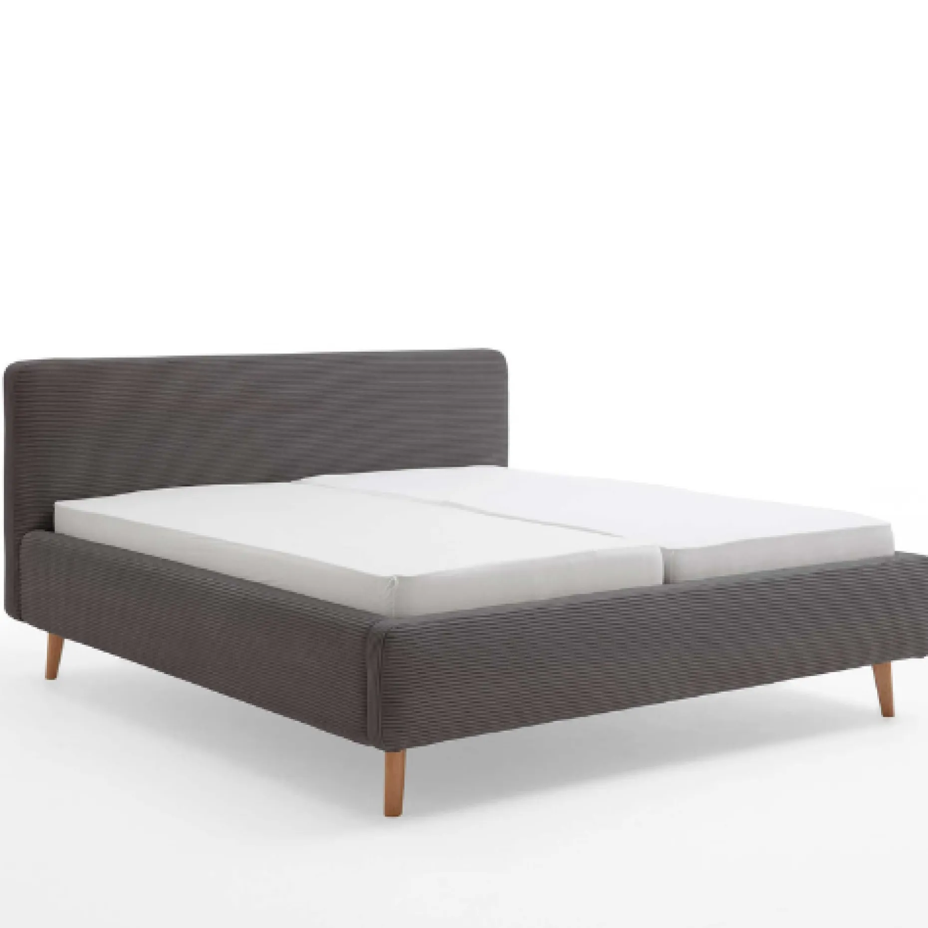 Bett Madras 160x200cm mit Lagerung Rippe Samt - grau