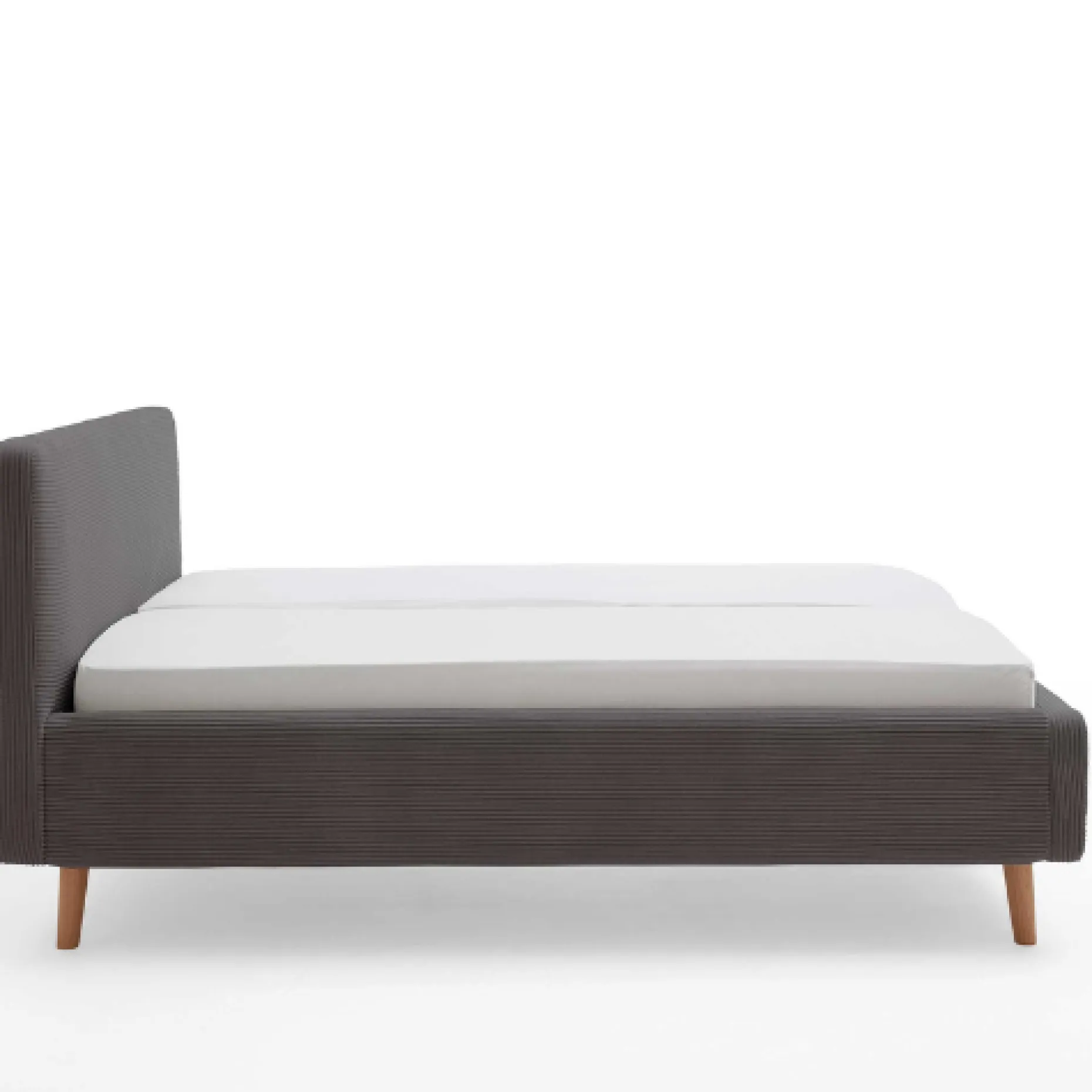 Bett Madras 160x200cm mit Lagerung Rippe Samt - grau