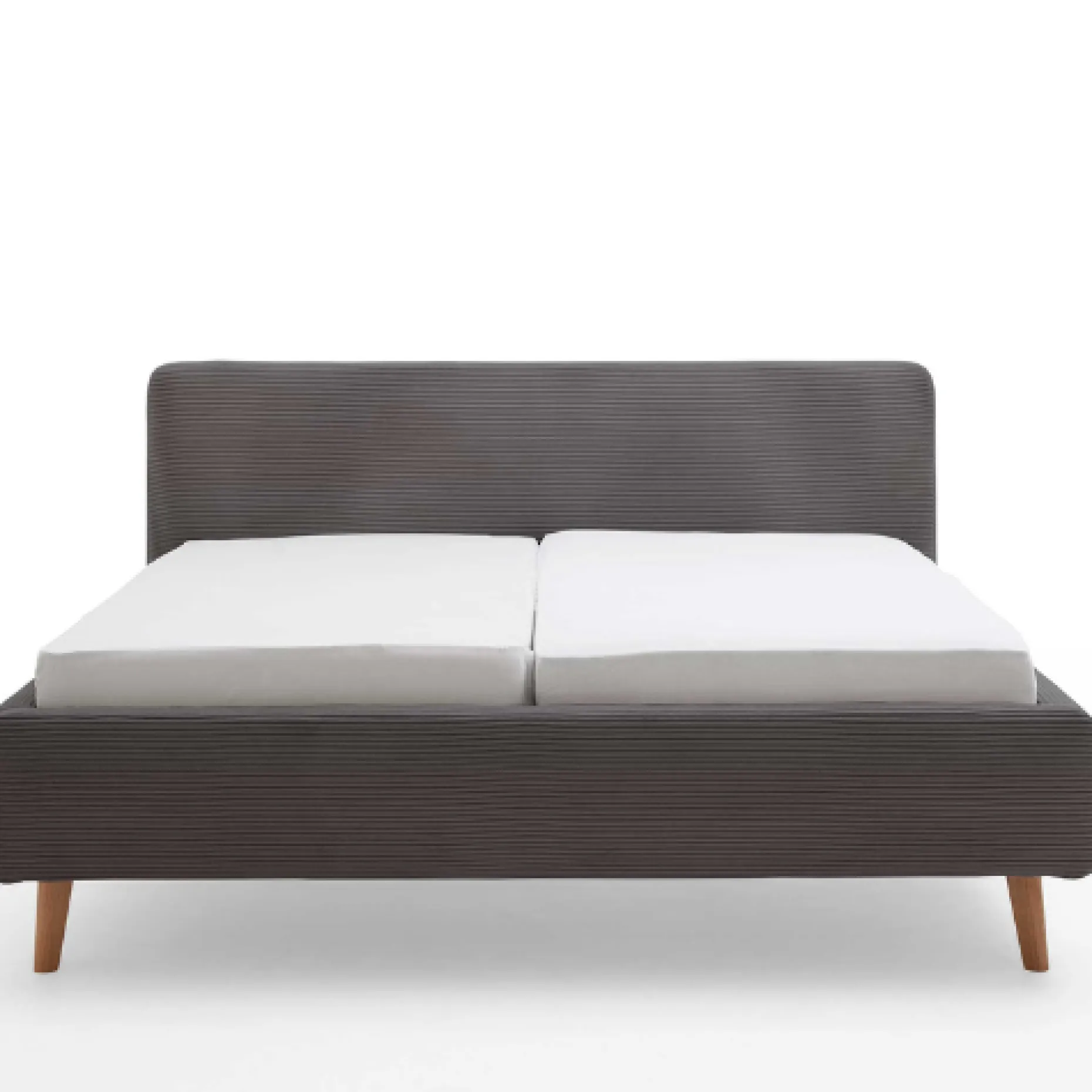 Bett Madras 160x200cm mit Lagerung Rippe Samt - grau