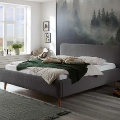 Bett Madras 180x200cm mit Lagerung Rippe Samt - grau