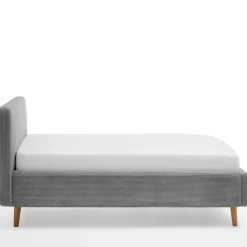 Bett Madras 140x200cm mit Stauraum Rippe Samt - grau