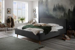 Bett Madras 160x200cm mit Stauraum Rippe Samt - anthrazit
