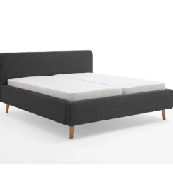 Bett Madras 180x200cm mit Stauraum Rippe Samt - anthrazit