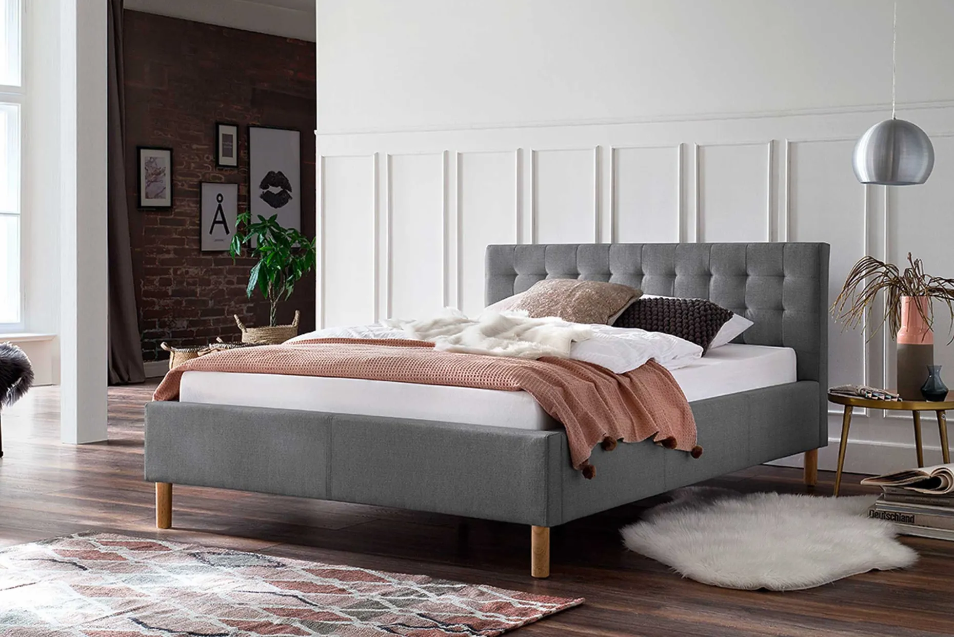 Bett Marilou 140x200 - grau
