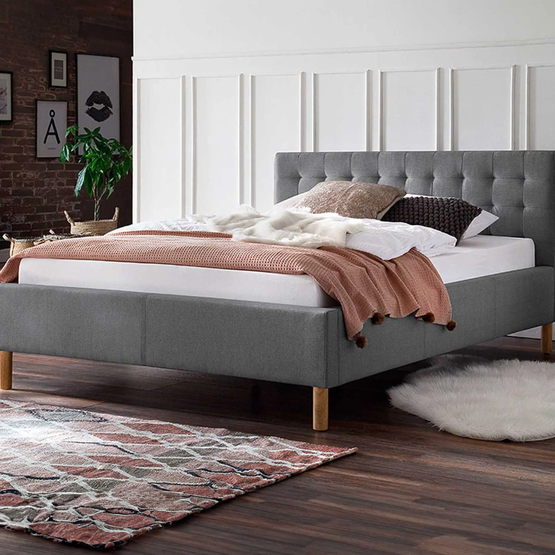 Bett Marilou 140x200 - grau