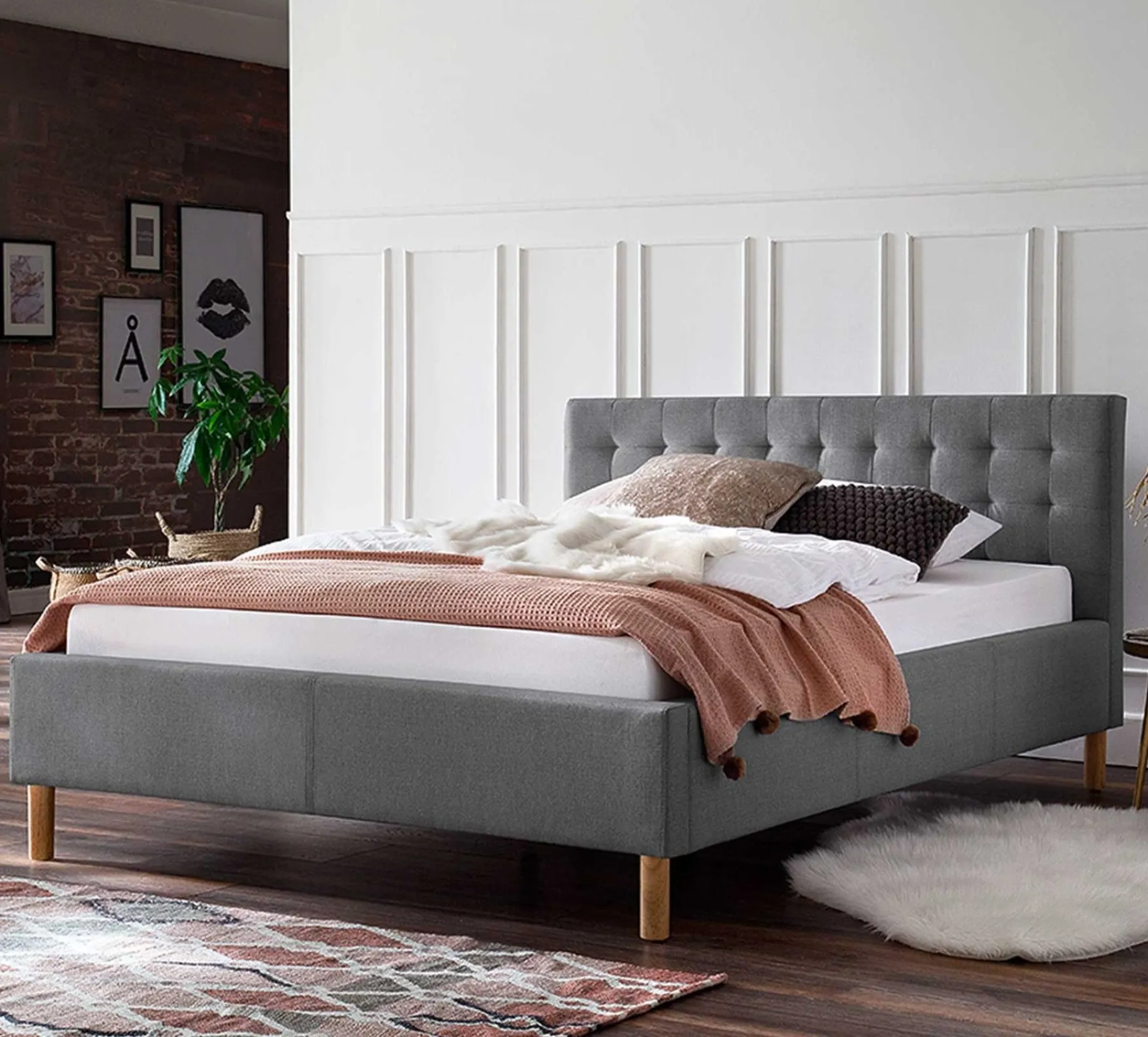 Bett Marilou 120x200 - grau