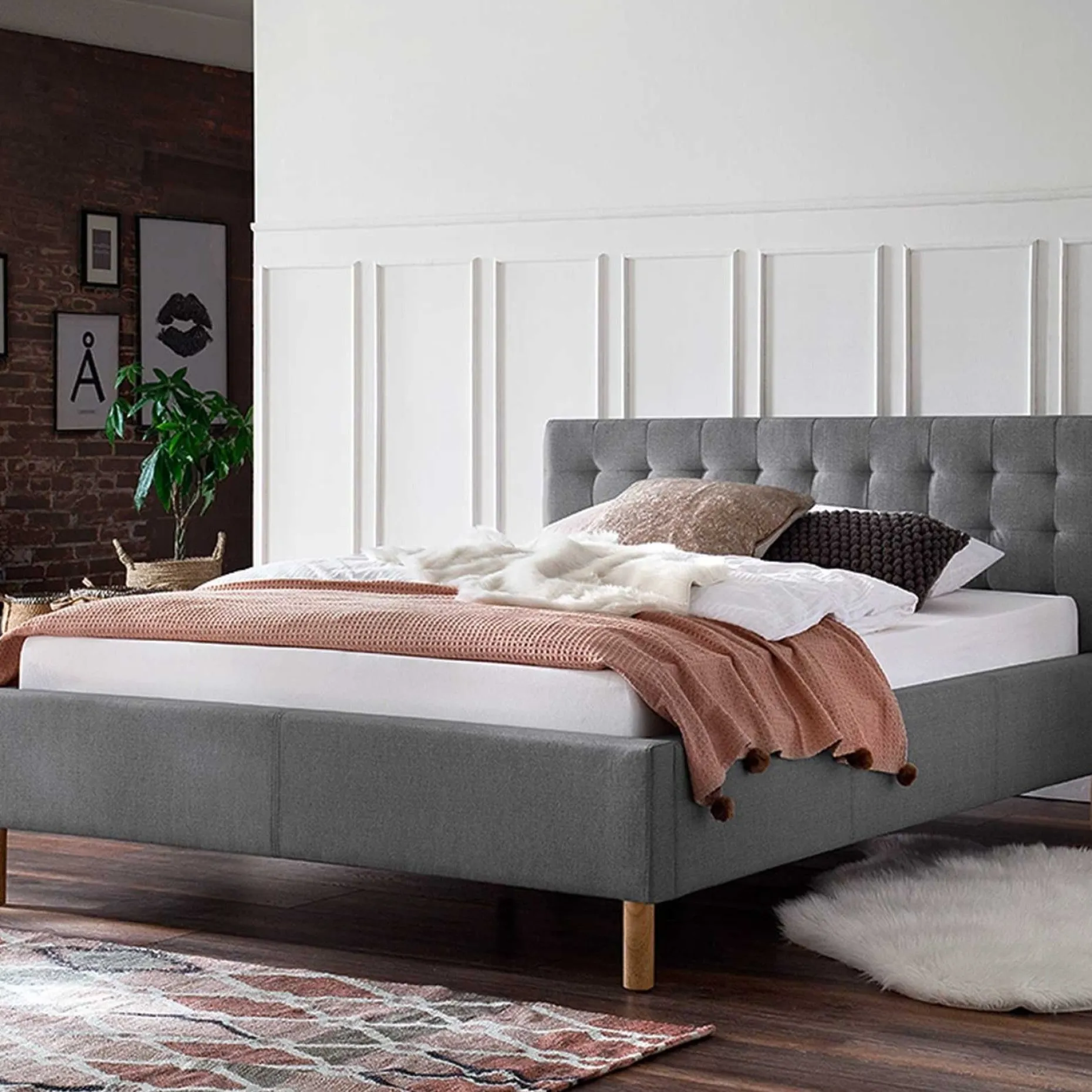 Bett Marilou 120x200 - grau