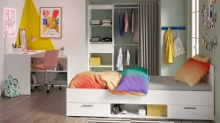 Bett Micheline mit Stauraum 90 x 200 cm-matt weiß