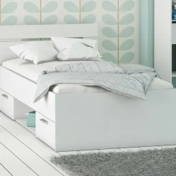 Bett Micheline mit Stauraum 90 x 200 cm-matt weiß