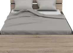 Bett Micheline 140 x 190 cm-gebürstete Eiche/mattschwarz