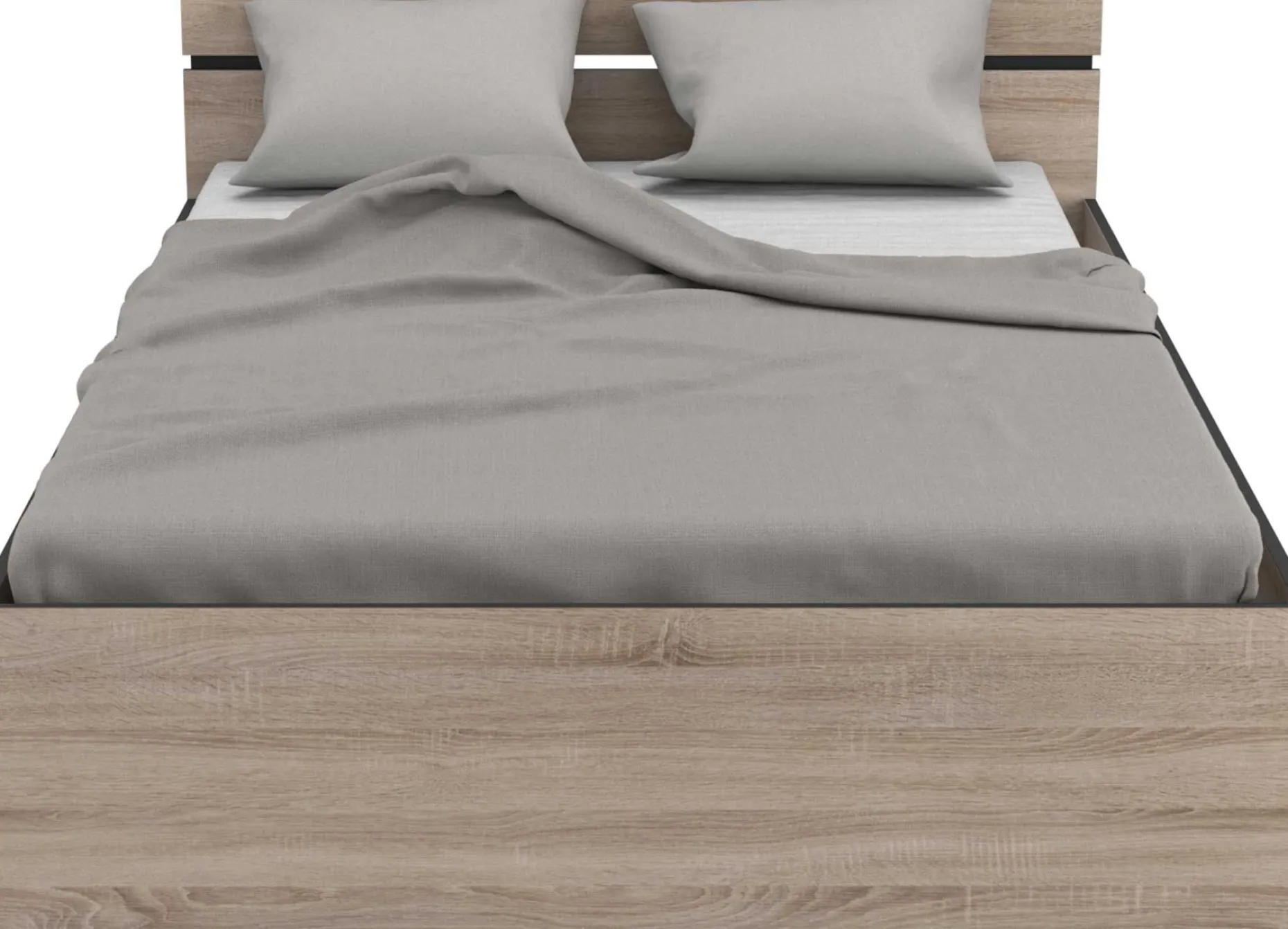 Bett Micheline 140 x 190 cm-gebürstete Eiche/mattschwarz