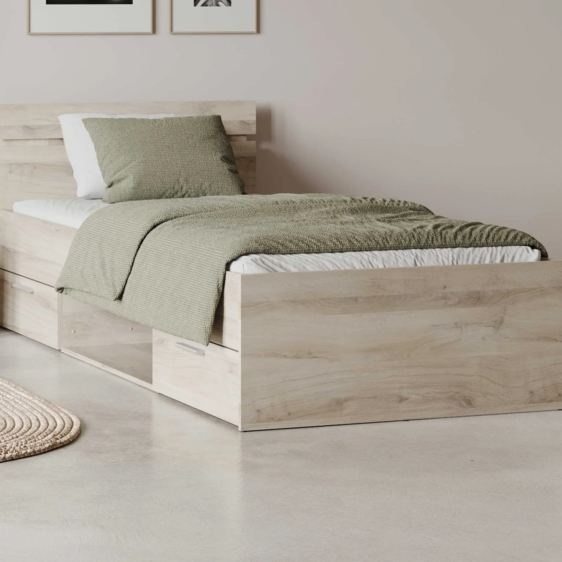Bett Micheline 90 x 200 cm-Kronberger Eiche