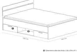 Bett Micheline 140 x 190 cm-matt weiß