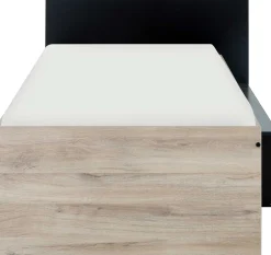 Bett mit Stauraum Quinten 90x200 - Eiche Kronberg hell/schwarz