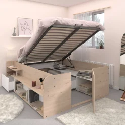 Bett mit Stauraum Taravel 140x200 - Jackson Eiche/Weiß