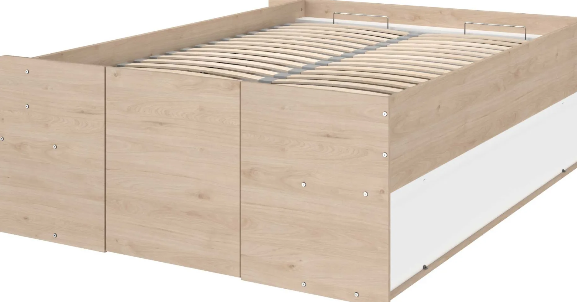 Bett mit Stauraum Taravel 140x200 - Jackson Eiche/Weiß