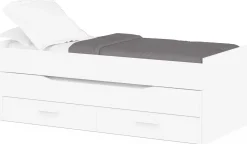 Bett mit Unterbett Twist - 90x200cm - mit zwei Schubladen - weiß