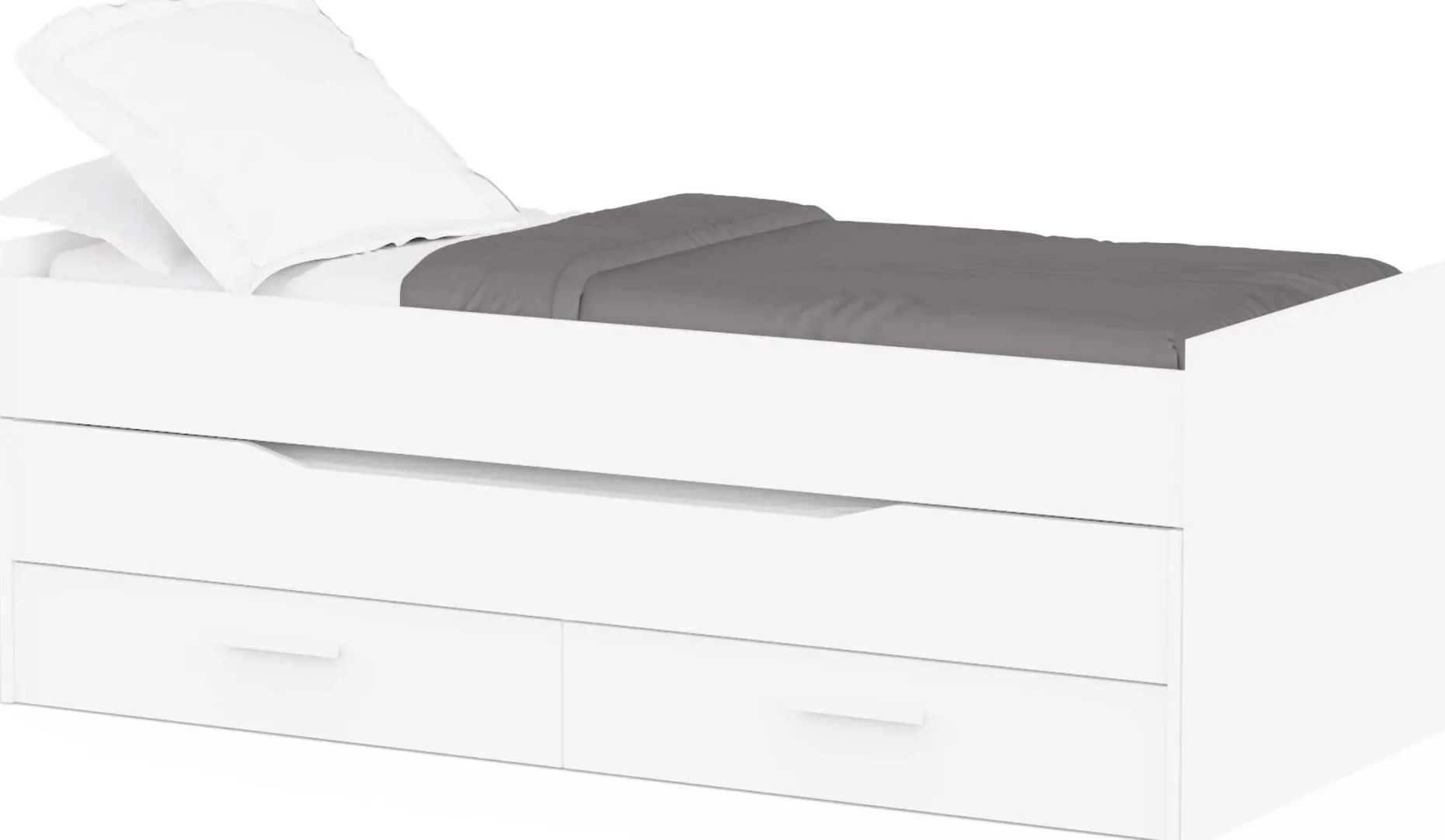 Bett mit Unterbett Twist - 90x200cm - mit zwei Schubladen - weiß
