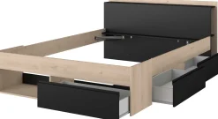 Bett Most 160x200cm - Eiche/schwarz