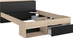 Bett Most 160x200cm - Eiche/schwarz