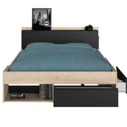 Bett Most 140x190/200cm mit Schubladen - schwarz