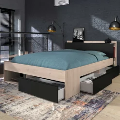 Bett Most 140x190/200cm mit Schubladen - schwarz