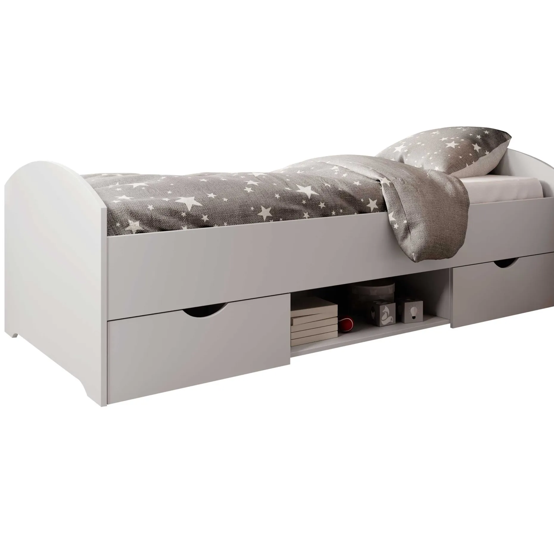 Bett Nero 90x200 mit 2 Schubladen - weiß
