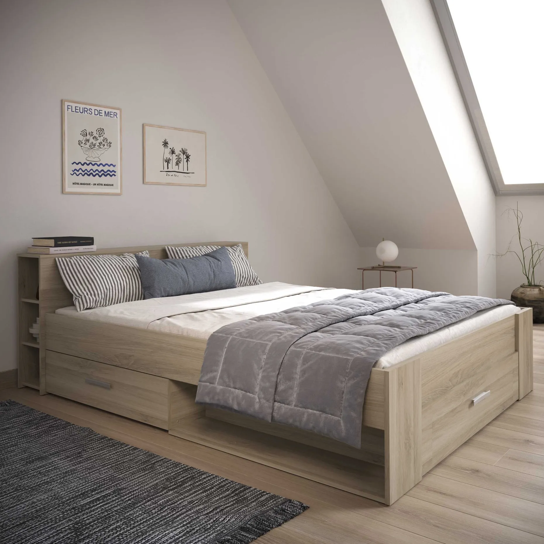 CBA Bett Polly 160 x 200 cm-Kronberger Eiche