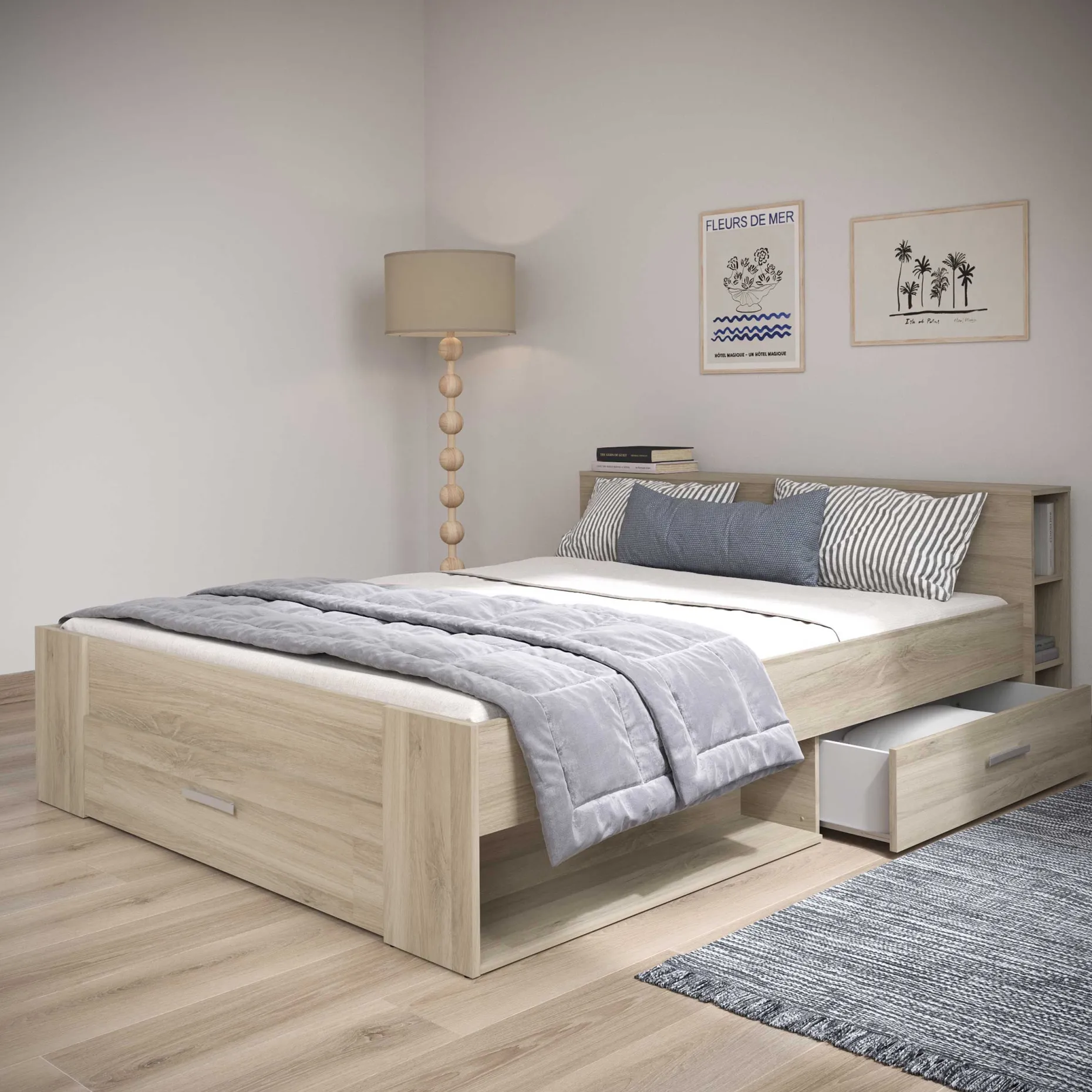 CBA Bett Polly 160 x 200 cm-Kronberger Eiche